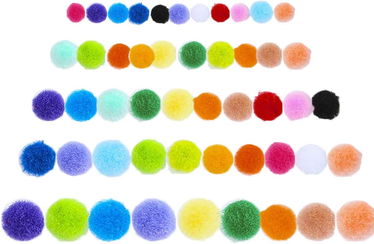 800pcs Small Multicolor Pompoms, 5 Sizes(1cm, 1.5cm, 2cm, 2.5cm, 3.5cm) Assorted Elastic Arts and Crafts Pompoms Ball for DIY Creative Crafts Decorations Hobby Supplies Kids Children Project (5 Size)