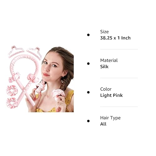 Miniatura 7 de Diadema de seda con varilla rizadora sin calor, rodillos de pelo con cintas para dormir, rizadores de cabello suaves para dormir, rizadores de