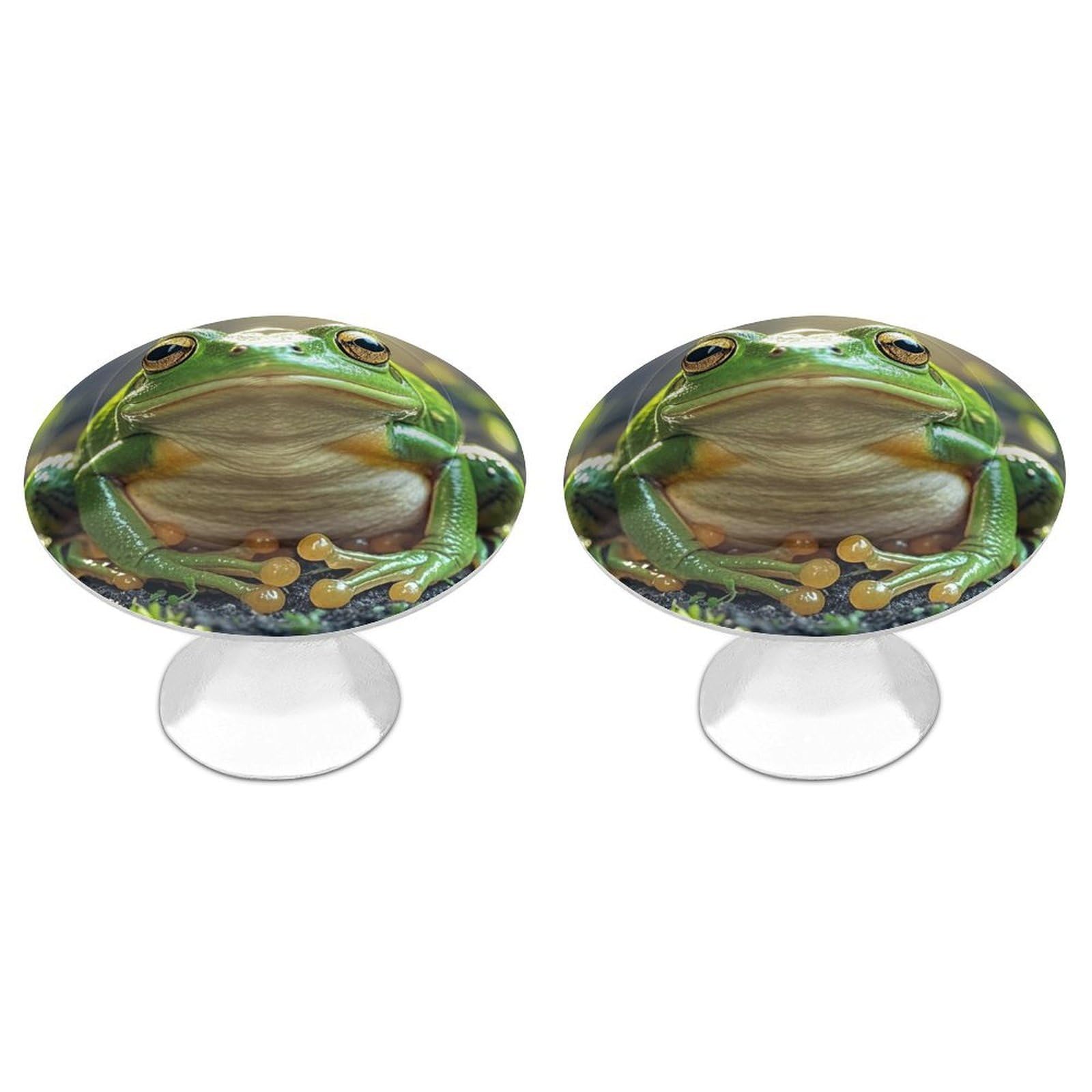Fodpand White 2 Pack Cabinet Knobs 1.1 Inch Single Hole Drawer Pulls Handles Decorative Cute Frog Furniture Knobs For Dresser Kitchen Bathroom Cupboard Wardrobe Vanity Closet Door Hardware