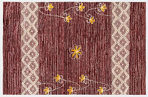 HOME ZEN HOUSEHOLD LINEN Tapis coton Art. Cuba lavable en machine brodé, absorbant, tissé, pour salle de bain, cuisine, chambre, lit, maison, 50 x 80 cm, bord