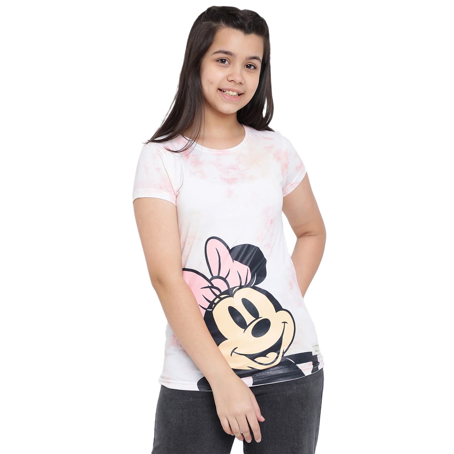 Li'l TomatoesLil Tomatoes Girls Regular Fit Disney Printed Round Neck Cotton Top Orange