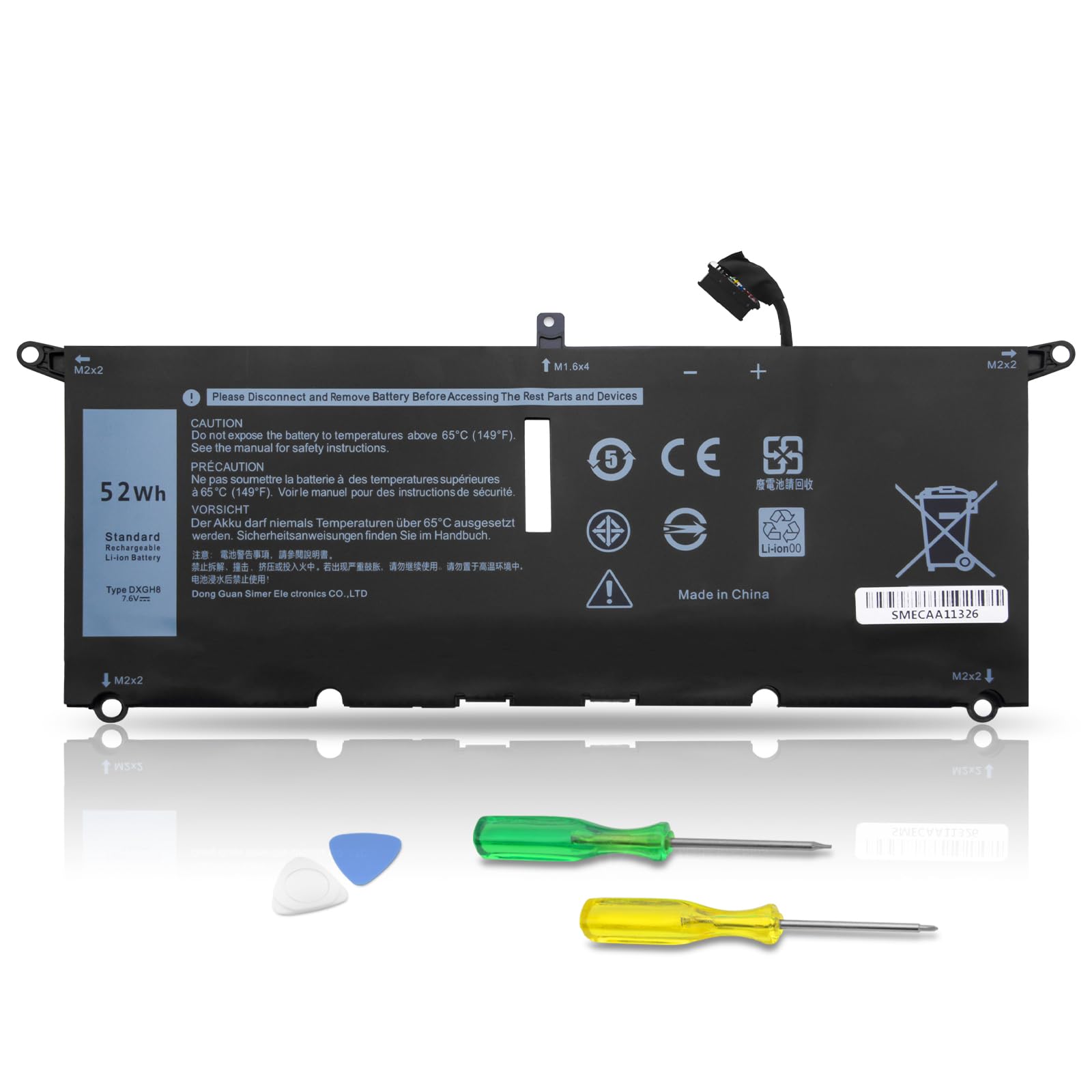 DXGH8 Laptop Battery for Dell XPS 13 9370 9380 2019 Lnspiron 13 7390 7391 2-in-1 5390 5391 7490 Latitude 3301 E3301 Vostro 5390 5391 Series 0H754V
