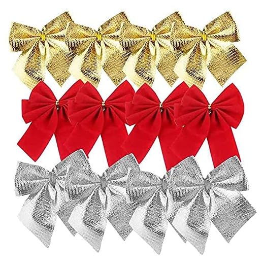 YuKeShop 3 st mini julband rosetter för julgran presenter dekorationer berlocker prydnader festival rosett dekorationer söt bröllopsfest heminredning krans hängare girlanger dekor rosetter