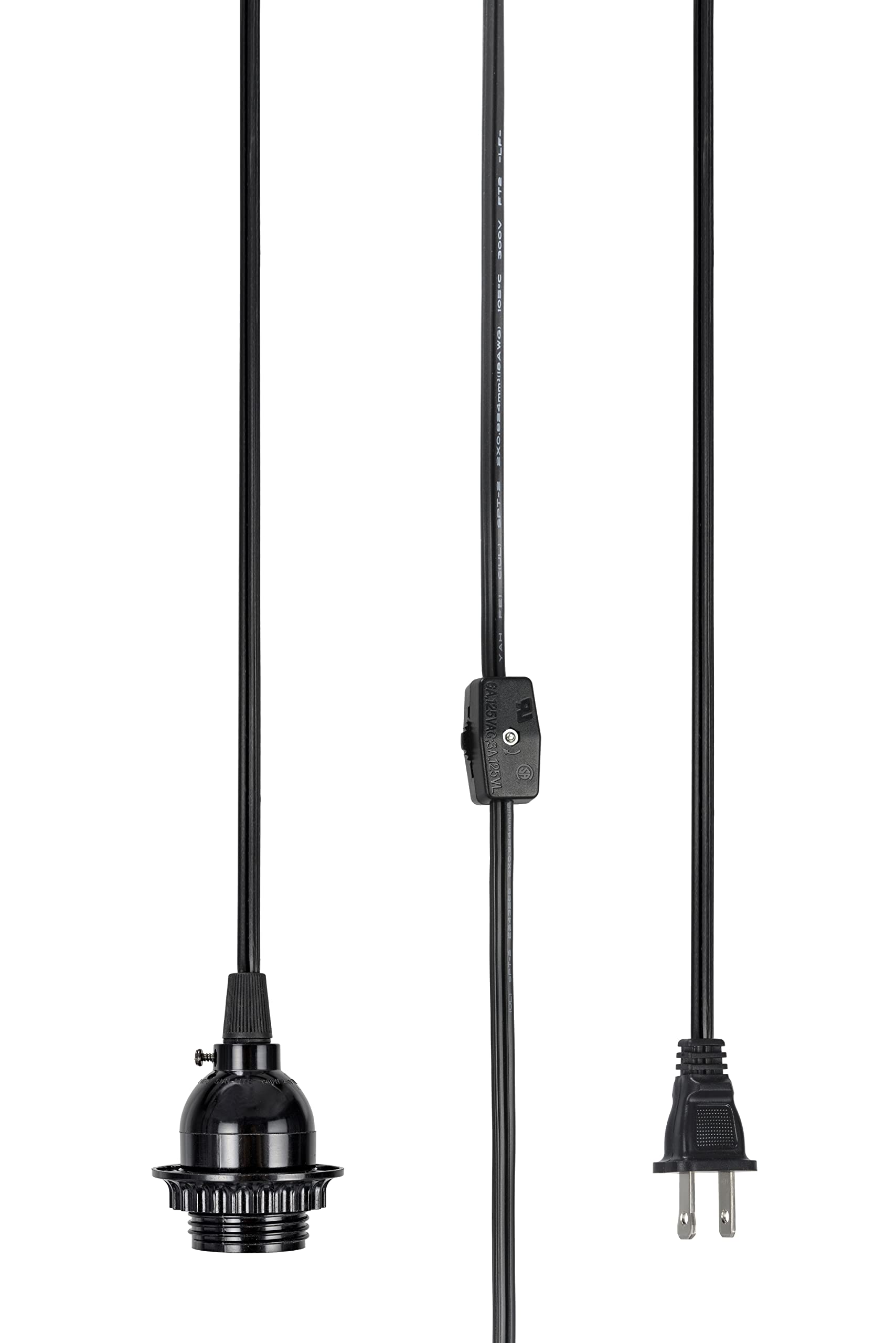 aspen creative mat 21006a single light pluggable vintage style pendant pendant fixture socket & 4.5 m black spt-2 cable & on/off switch