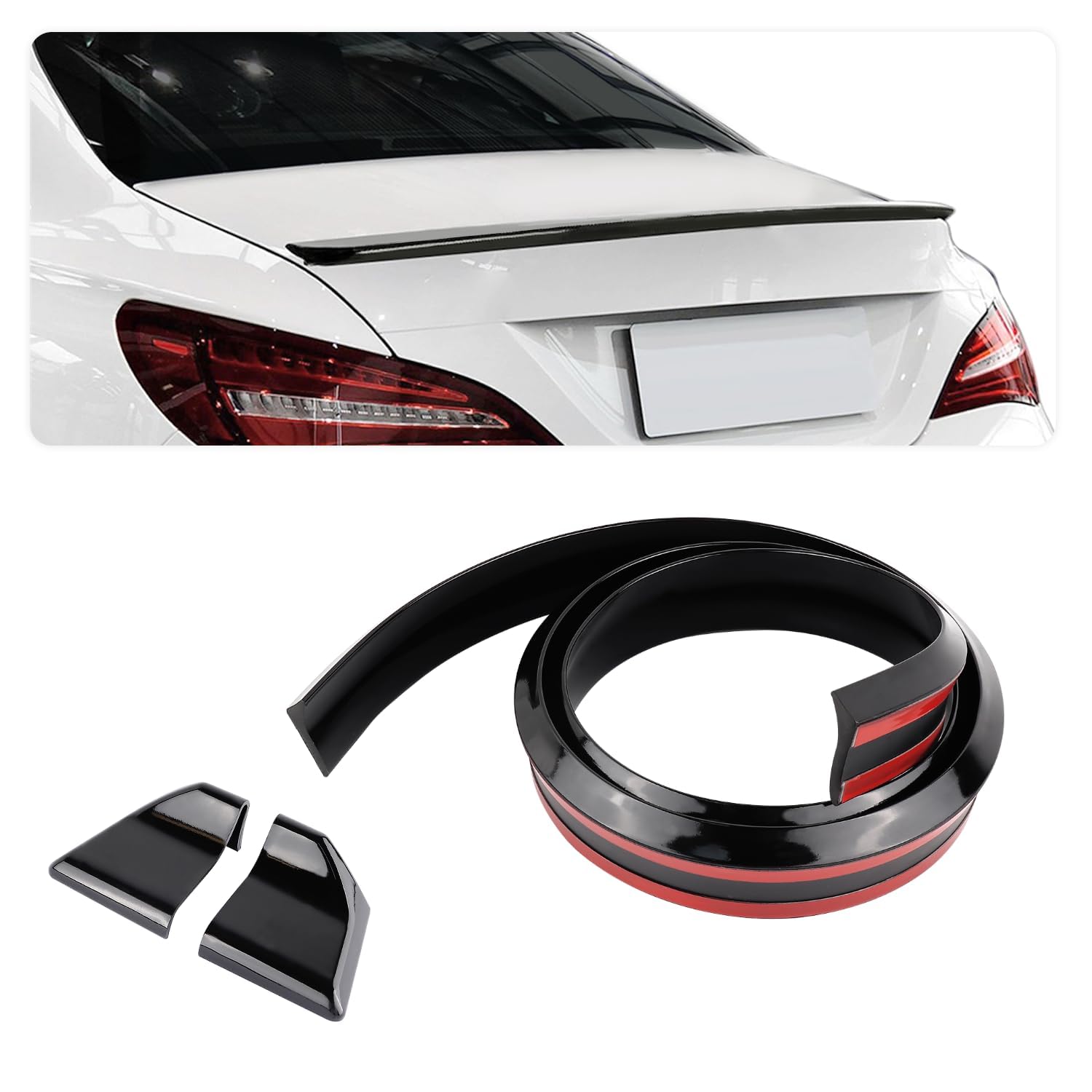 Qizun Black Rear Spoiler For Espace Iv (Jk) 2002-2014, Gloss Rubber Texture Boot Lip Spoiler Flexible Car Exterior Styling Modification Trim Accessory,