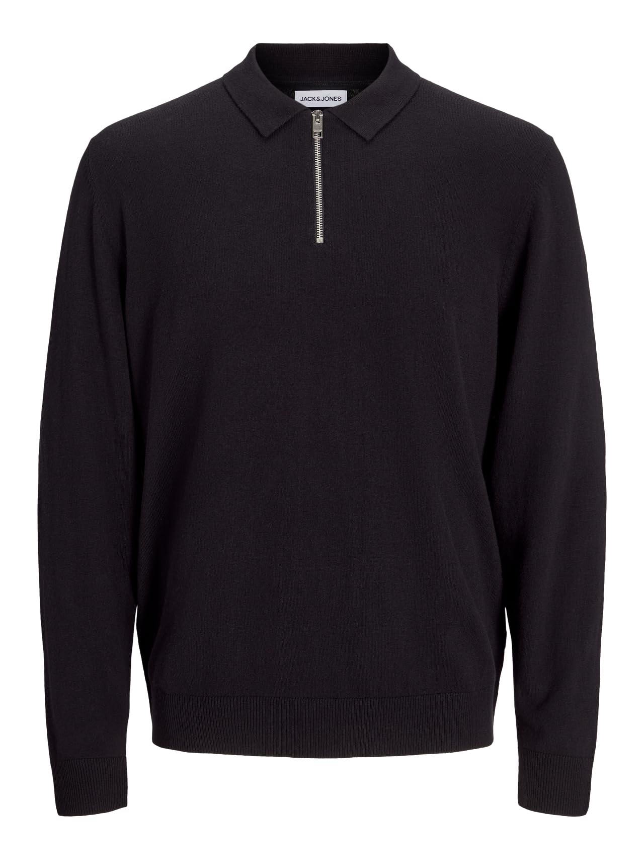 JACK & JONES Mens Jjeemil Polo Half Zip Ls Noos Knitted Jumper, Black, XXL UK