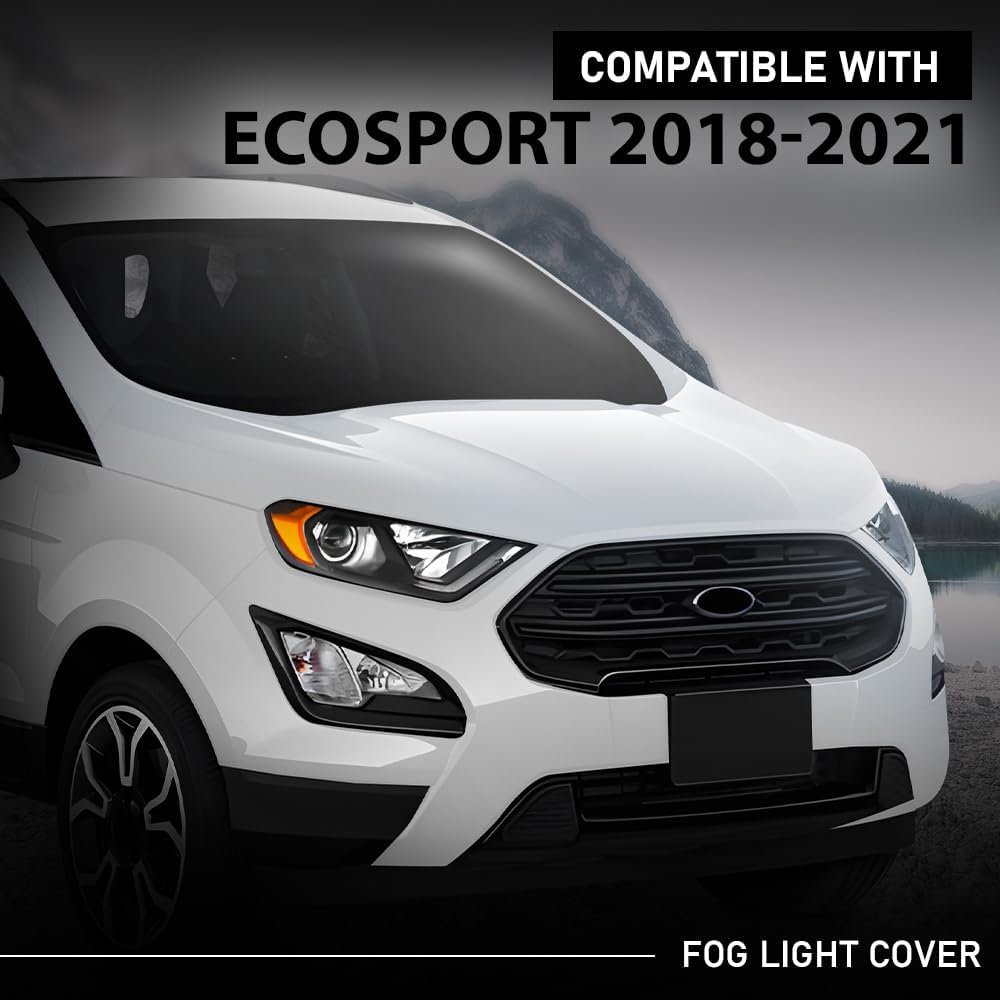 Fog Light Cover Lamp Bezel Right Passenger Side Compatible with Ford EcoSport 2018-2021 GN1Z15266AA, FO1039185 Black PP