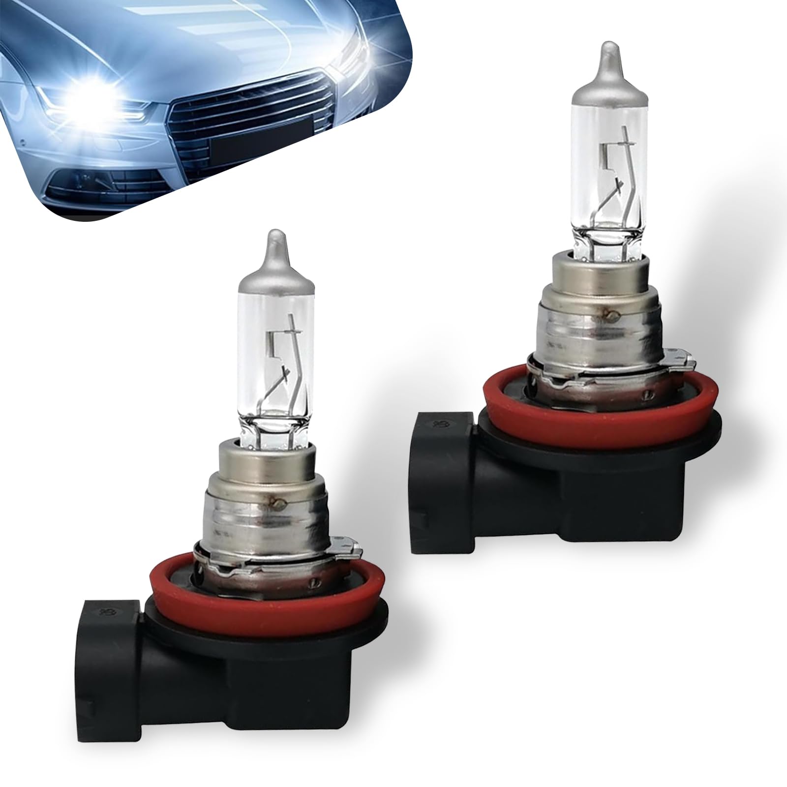 nodteem 2 PCS H16 Car Front Lighting Halogen Bulb, 21W All-in-one Anti-vibration Anti-UV Quartz Plug-and-play High Low Beam, Ultra-bright Beam 60000H