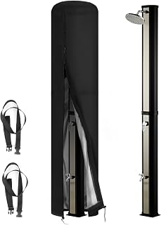 Saking Solar Shower Cover Waterproof, Heavy Duty Outdoor Shower Cover for 10.6 Gallon Solar Shower with UV Coating, Protective Cover for Solar Showers, Umbrella Cover, Windproof, Black (230 x 67 cm)
