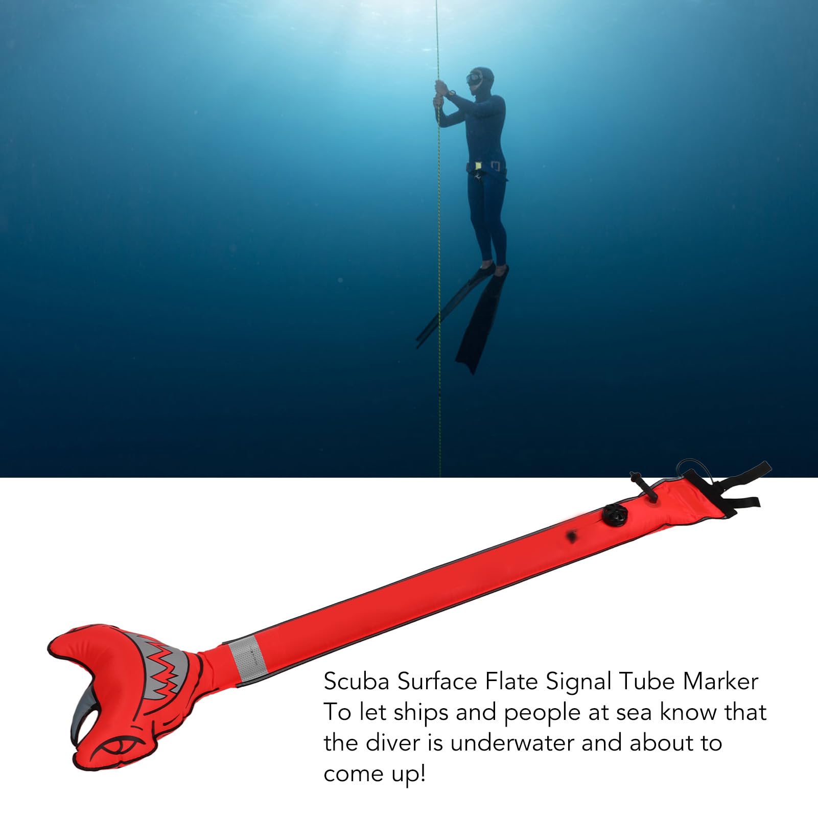 Generic Tubo di segnalazione subacquea gonfiabile a boa con marcatura superficiale ad alta visibilità per immersioni e snorkeling sicure 150 x 36,5 cm nylon