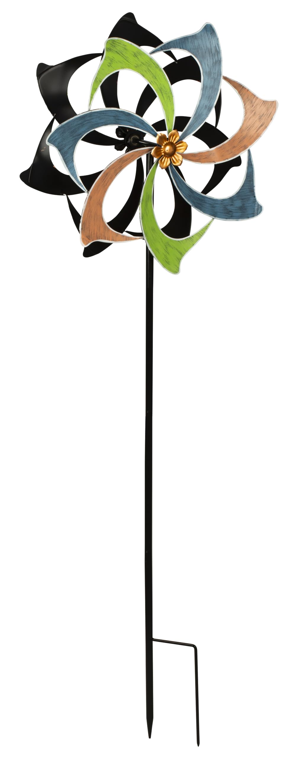 Windrad Windspiel Mehrfarbig aus Metall als Gartenstecker Höhe 183 cm Durchmesser 61 cm