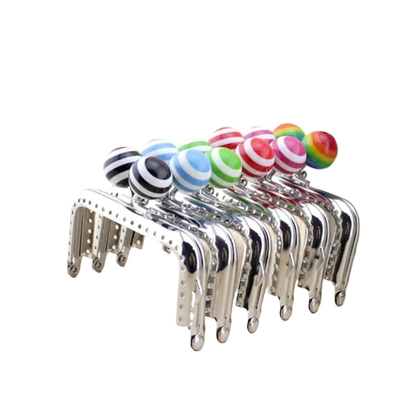 PVUVTNAHW 10PCS 8.5cm Stripe Lollipop Bead Metal Purse Frame Square Bright And Clean Silver Lace Coin Frames