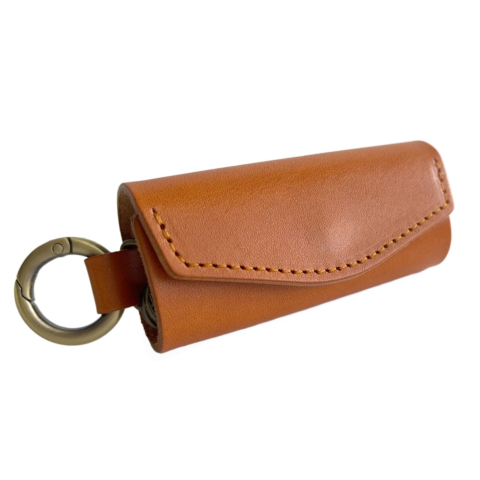 [Leather Expression] Compact Key Case, Leather Craft, Made in Japan, Genuine Leather, Mini Key Holder, Smart Key, Men's, Women's, Small, Minimalist (Tochigi Leather, Camel) : Clothing, Shoes & Jewelry