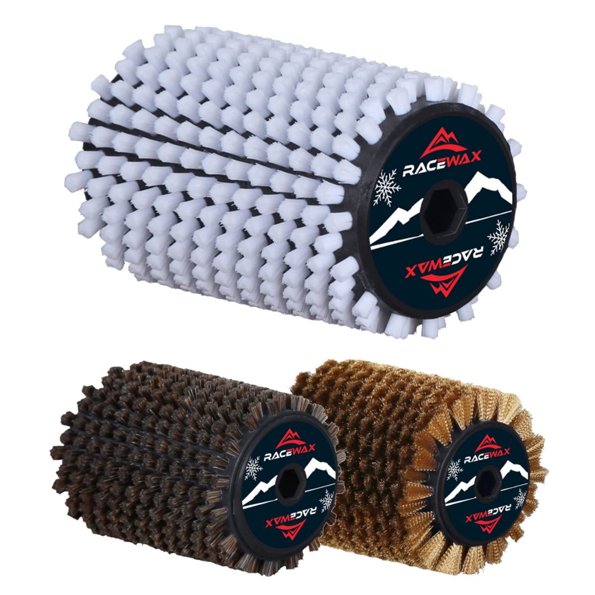 RaceWax Juego de cepillo Roto de 100 mm, nailon, pelo de crin, cobre, cepillo de rotor