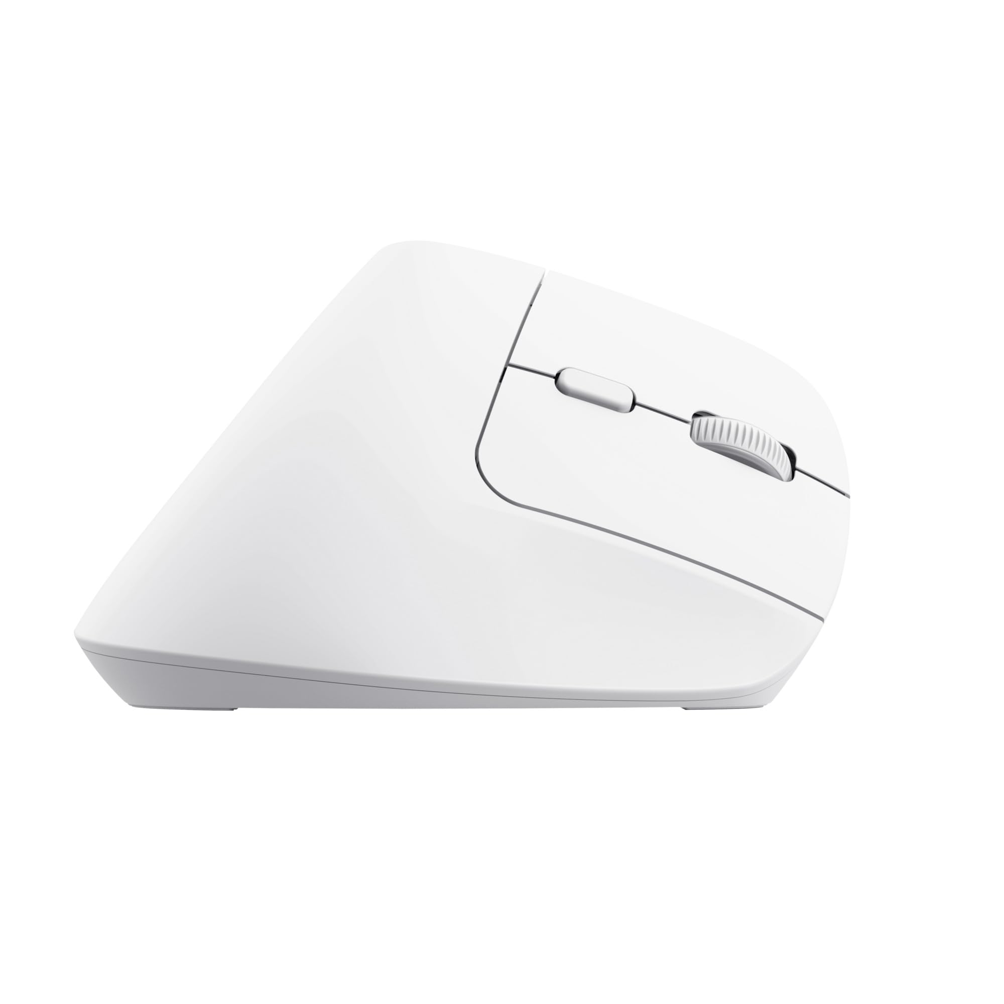 Trust Bayo+ Mouse Verticale Wireless Bluetooth + RF 2.4GHz, Ridurre la Tensione del Braccio e del Polso, 50% Plastica Riciclata, Mouse Ergonomico Ricaricabile Multidispositivo PC Laptop Mac - Bianco
