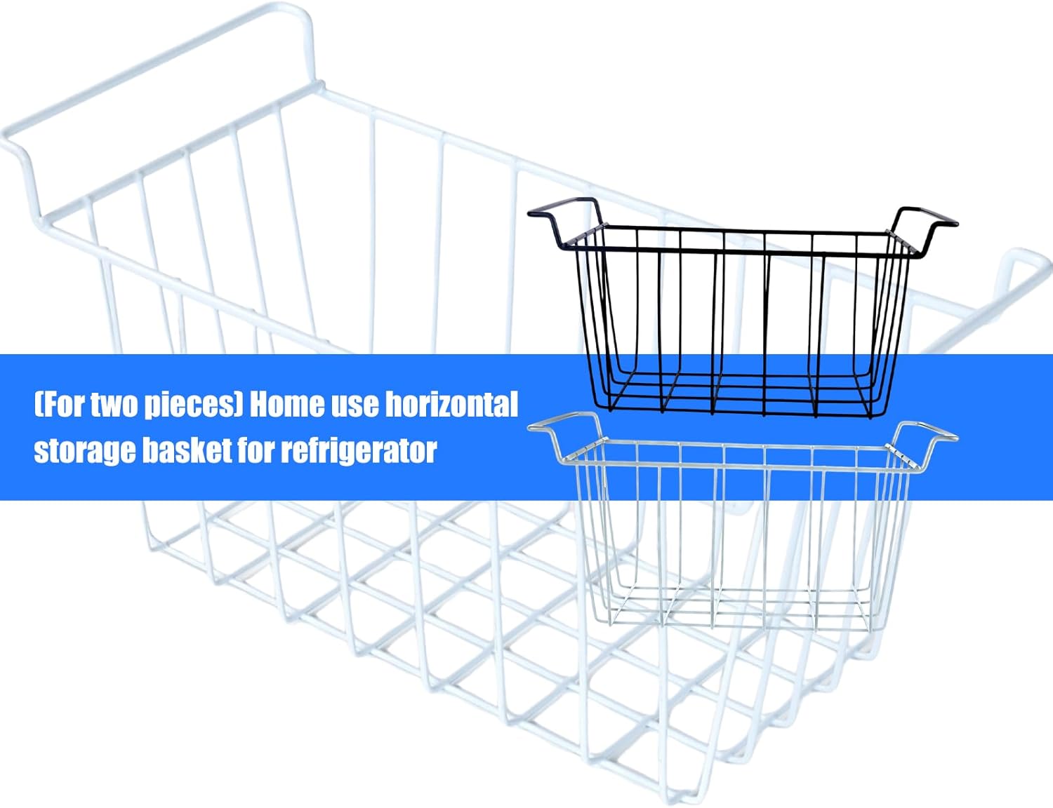メタルメッシュ冷凍庫ストレージビン 防錆ワイヤーバスケット 2個 冷凍食品整理用 アイスチェスト冷蔵庫オーガナイザーバスケット