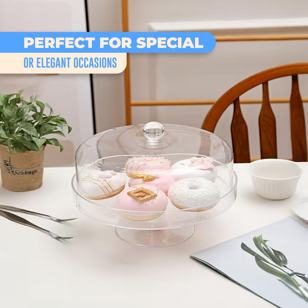 Soporte acrílico multifuncional para tartas, plato cubierto elegante de Panera de Vidrio Cristal, 8 x