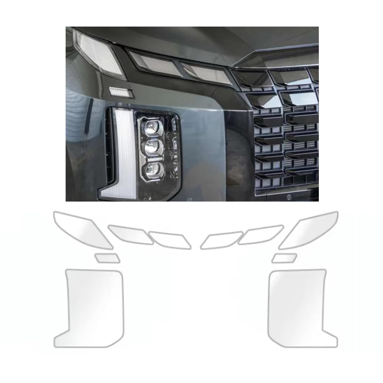 Headlight Film for Hyundai Palisade LX2 2023-2026, 1Set Transparent/Smoke Black Car Headlight TPU Protective Film