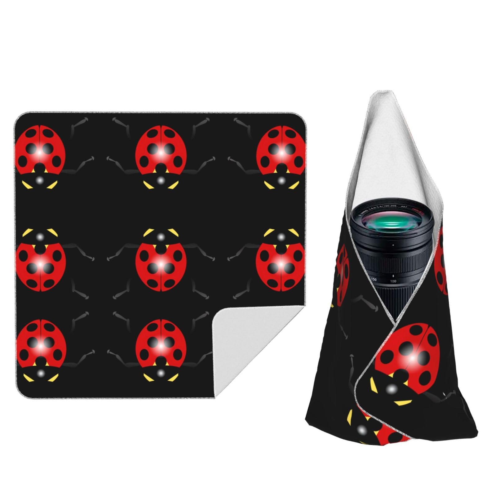 Zhaoyugoods Black Cartoon Ladybug Camera Wrap Cloth