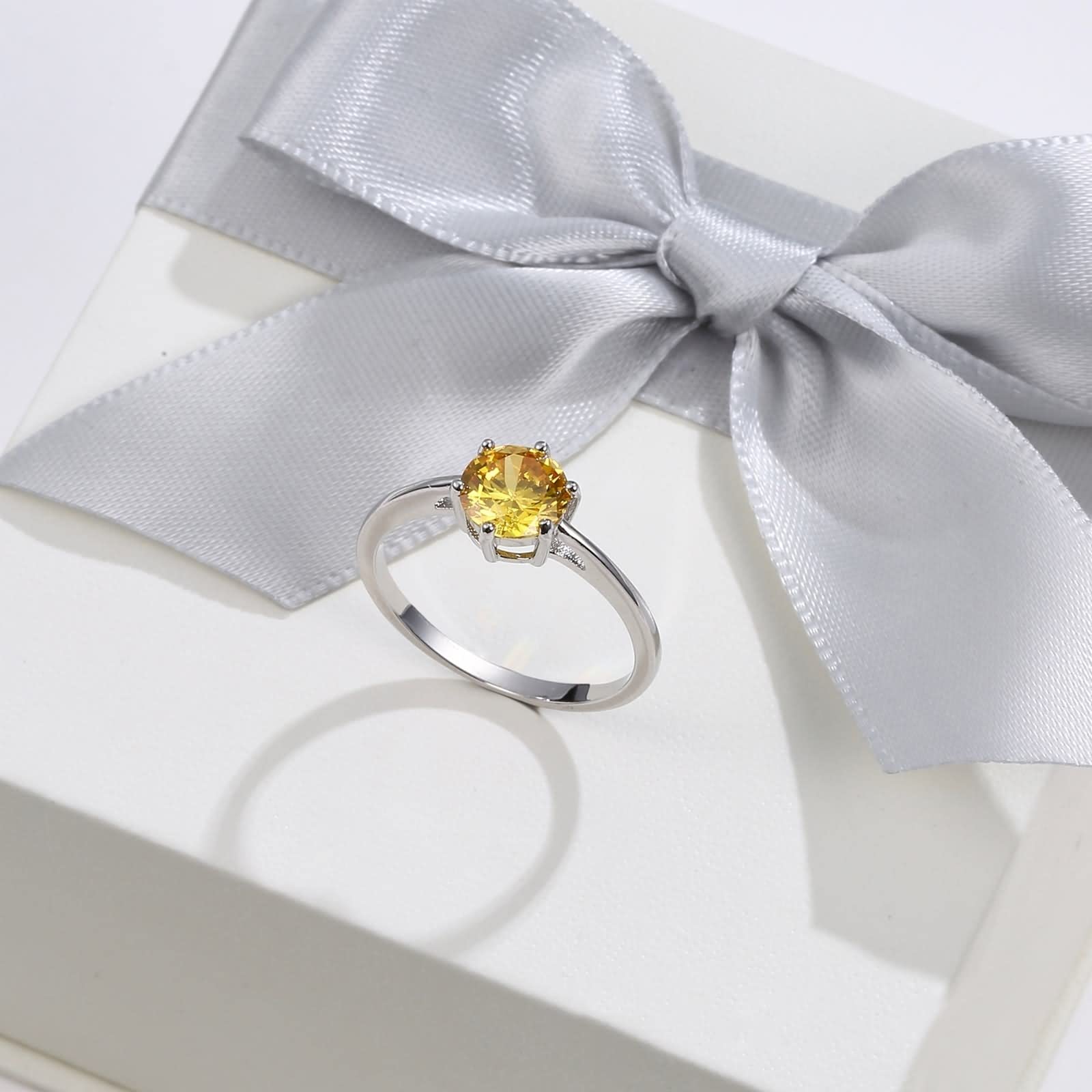 WXKAGF Versprechensringe für die Beste Freundin, zierliche 925er-Ringe für Frauen, Solitär, sechs Zinken, mit Zirkonia