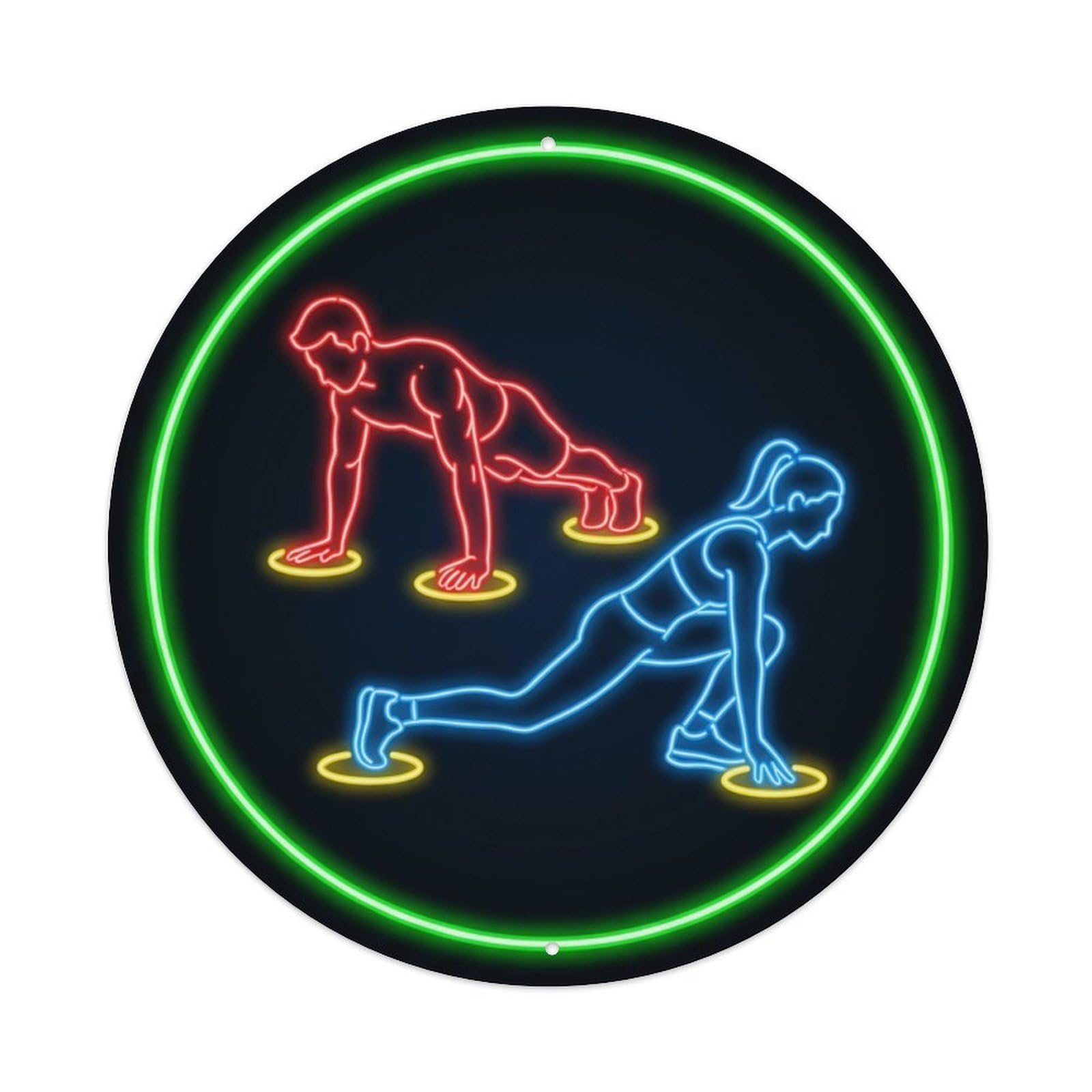 Vintage Faux Neon Gym Retro Bodybuilding Gliders Metal Tin Sign