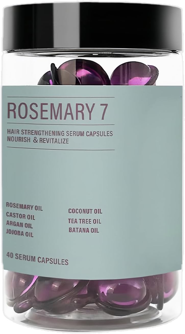 Rosemary oil hair care capsules, hair serum for fuller, stronger and shiny hair. Use on dry or hair. 40 capsules. Rosemary oil hair care capsules, hair serum for fuller, stronger and shiny hair. Use on dry or hair. 40 capsules.