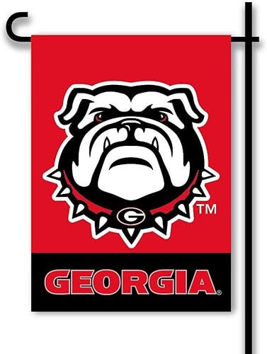 BSI PRODUCTS, INC. - Bandera de jardín de 2 lados de Georgia Bulldogs - Incluye poste de plástico con ventosas - UGA Football Pride - Alta