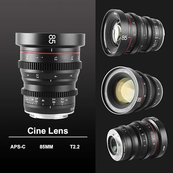 MEKE 85mm T2.2 Mini Fixed Prime Manual Focus Wide-Angle Cinema Lens for M43 Micro Four Thirds MFT Mount Cameras BMPCC 4K Z CAM E1 E2 E2C