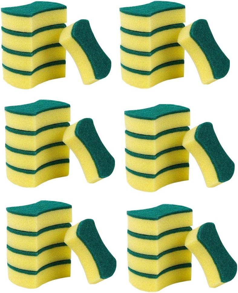 lotus.flower Multi-purpose Double-faced Sponge Scouring Pads Dish Washing Scrub Sponge Stains Removing Cleaning Scrubber Brush for Kitchen Garage Bathroom,Set of 20/30pcs (30Pcs, 10x8x3cm)