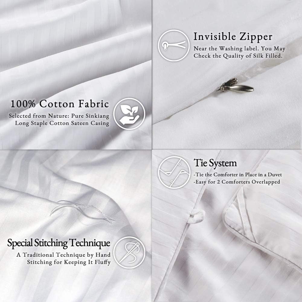 Best Cyber Deals 🔥 SilKicah Mulberry Silk Comforter Twin Size, 100% Natural Mulberry Silk Filled Duvet Breathable Lightweight Pure Silk Quilt for Summer Season(68×86)