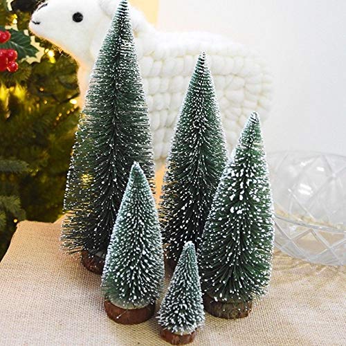STOBOK Mini Artificial Christmas Tree Frosted Christmas Tree Desktop White Cedar - 6pcs