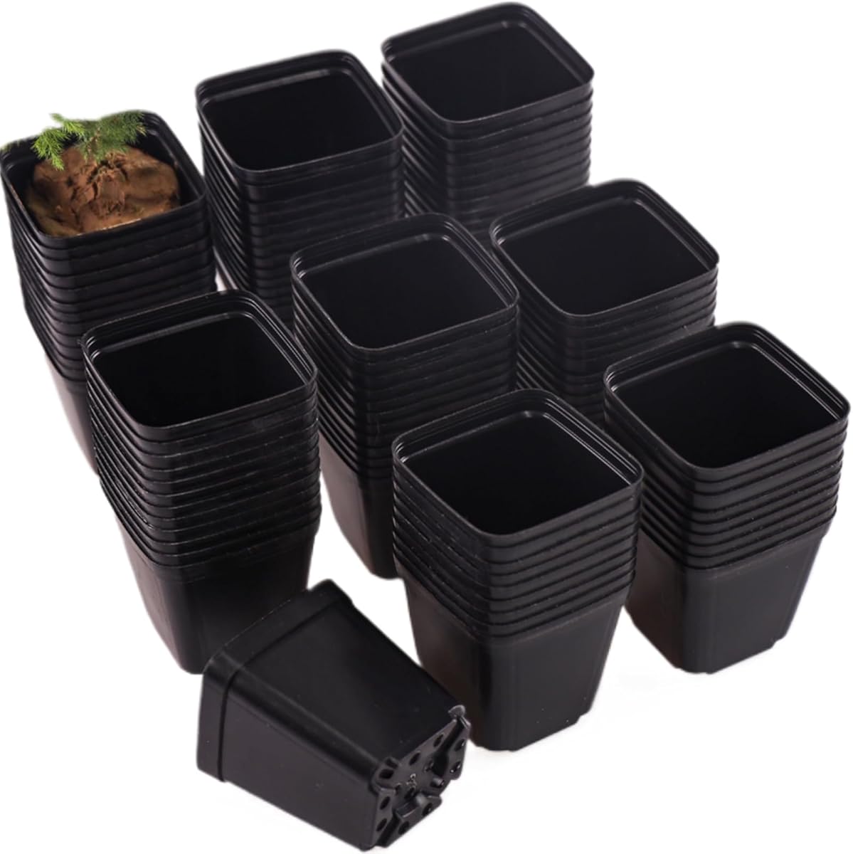 200 Packs Square Nursery Pots for Plants 2.2 Inch Succulent Plant Pots Set Plastic Seedling Starting Pots with Drainage Holes Nursery Pots Variety Pack Flower pots Planter Seed Starter, Black