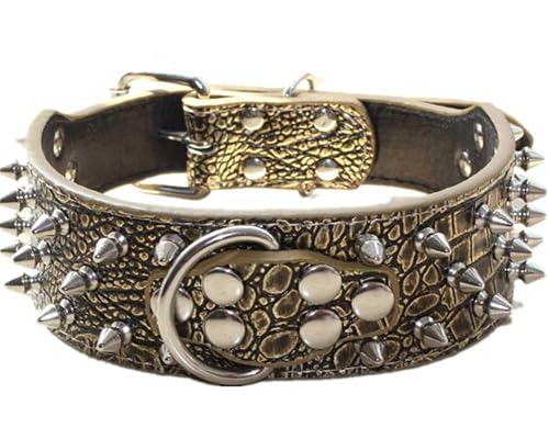 haoyueer Collar de cuero para perro con pinchos, remaches de bala tachonados, 2 pulgadas de ancho
