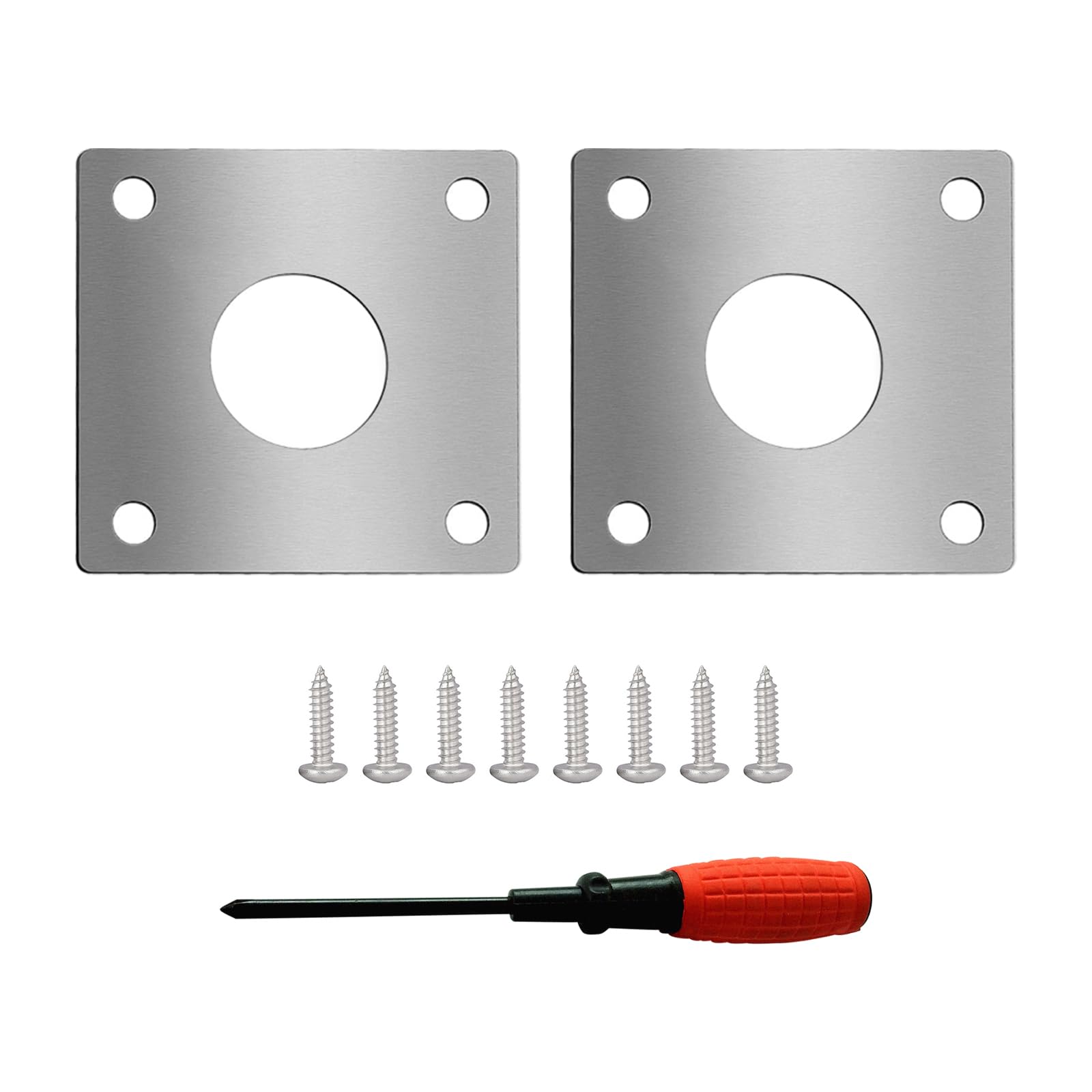 PLCatis Woodpecker Protection for Nesting Box, Pack of 2, Tit Box, Bird House, Protective Plate, 32 mm, Bird Nesting Box, Stainless Steel, Accessories for Nesting Box with 8 Screws and Screwdriver