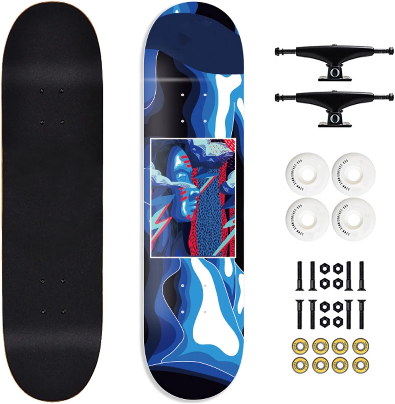 標準 スケートボード スケボー おしゃれ メープルデッキ セットコンプリート完成品 凹型スケートボード 初心者に向き 大人 若者 子供用 こども キッズ 集中力や平衡感覚育成 Pu 高弾力性 ベアリング採用 衝撃吸収設計 7層カエデ材スケボ Size C 名作