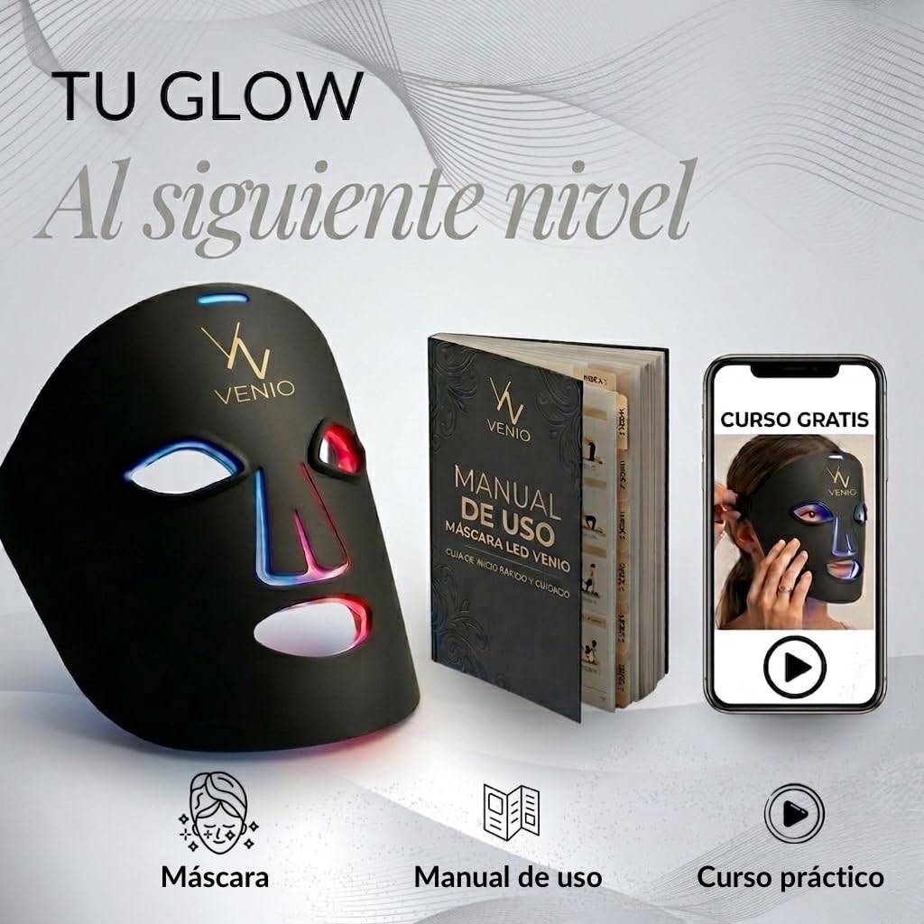 Máscara LED Facial Profesional – Dispositivo de Luz Roja e Infrarroja para Rutina de Cuidado Estético – 4 Colores LED para Uso Cosmético y Bienestar – Mascarilla de cuidado Facial en Casa