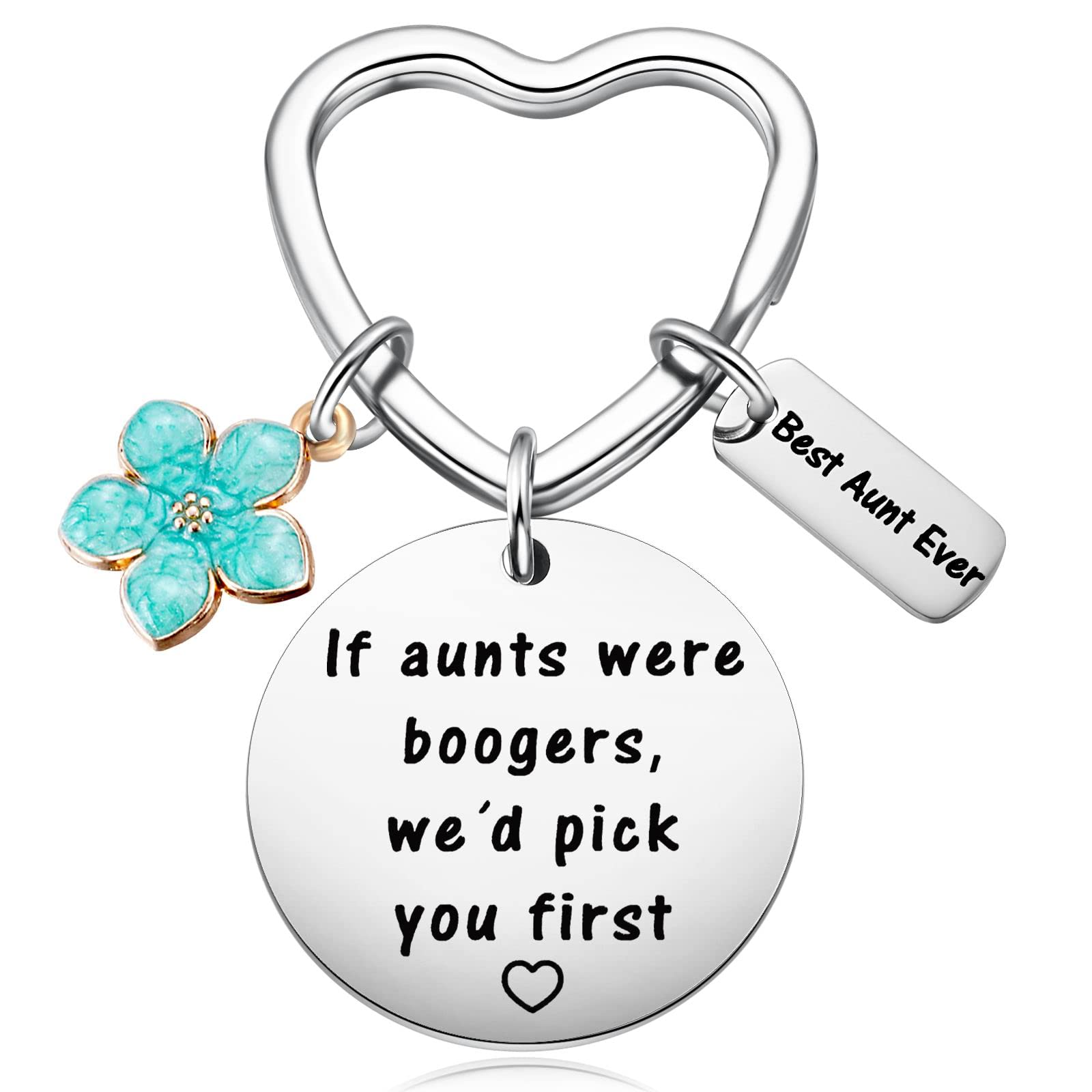 Auntie Birthday Present from Niece Nephew, Best Aunt Ever Gifts, Funny Aunts were Boogers Keep Up Key Chain