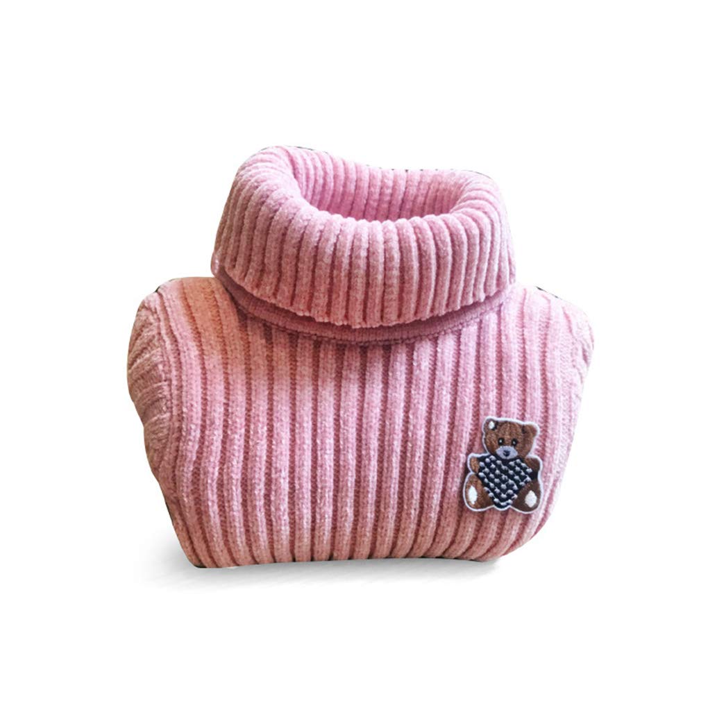 Nine Minow Kids Bear Chenille Turtleneck Sweater Boys Girls Knit Thick Sweater Baby Clothes (Pink, 3-4 Years)