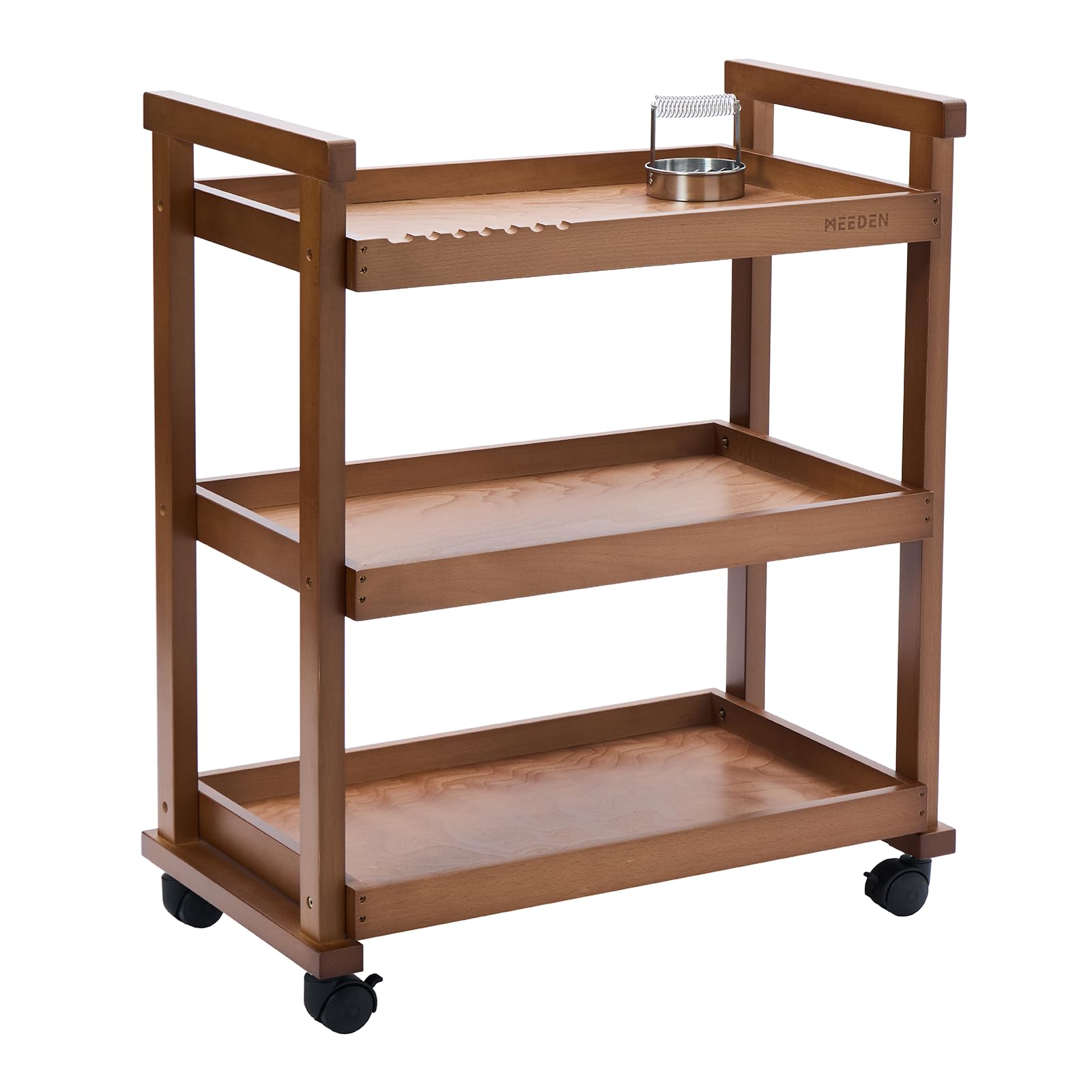 MEEDEN 3-poziomowy wielofunkcyjny organizer do przechowywania koszyków, lite drewno bukowe Studio Cart Art Taboret Taboret z kółkami Caster dla artystów