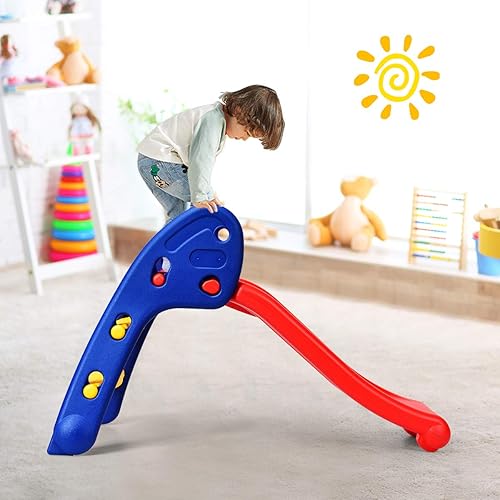 Miniatura 8 de GLACER Tobogán plegable resistente para bebé, escalador deslizante para patio de recreo para uso en interiores y exteriores, de plástico para niños