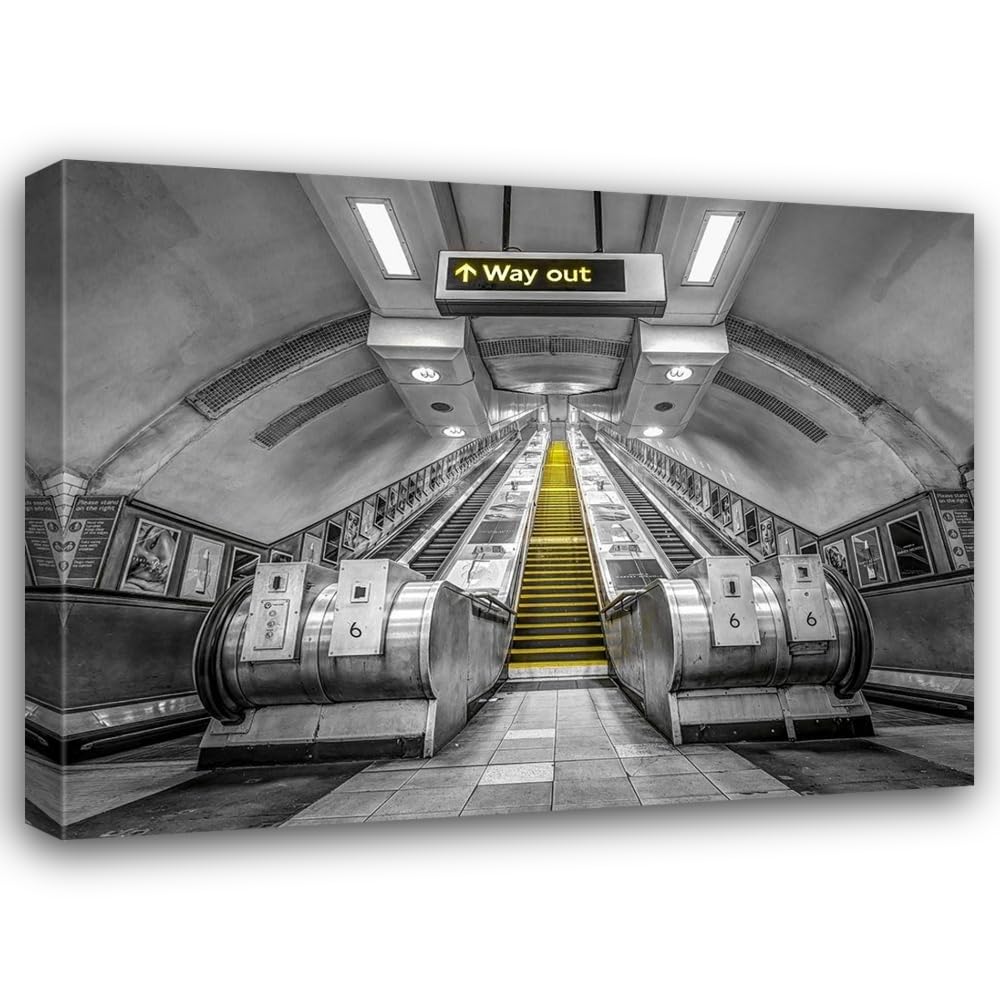 ArtDirect Frank, Assaf 24x19 Gallery Wrapped Canvas Museum Art Titled: Escalators at subway station