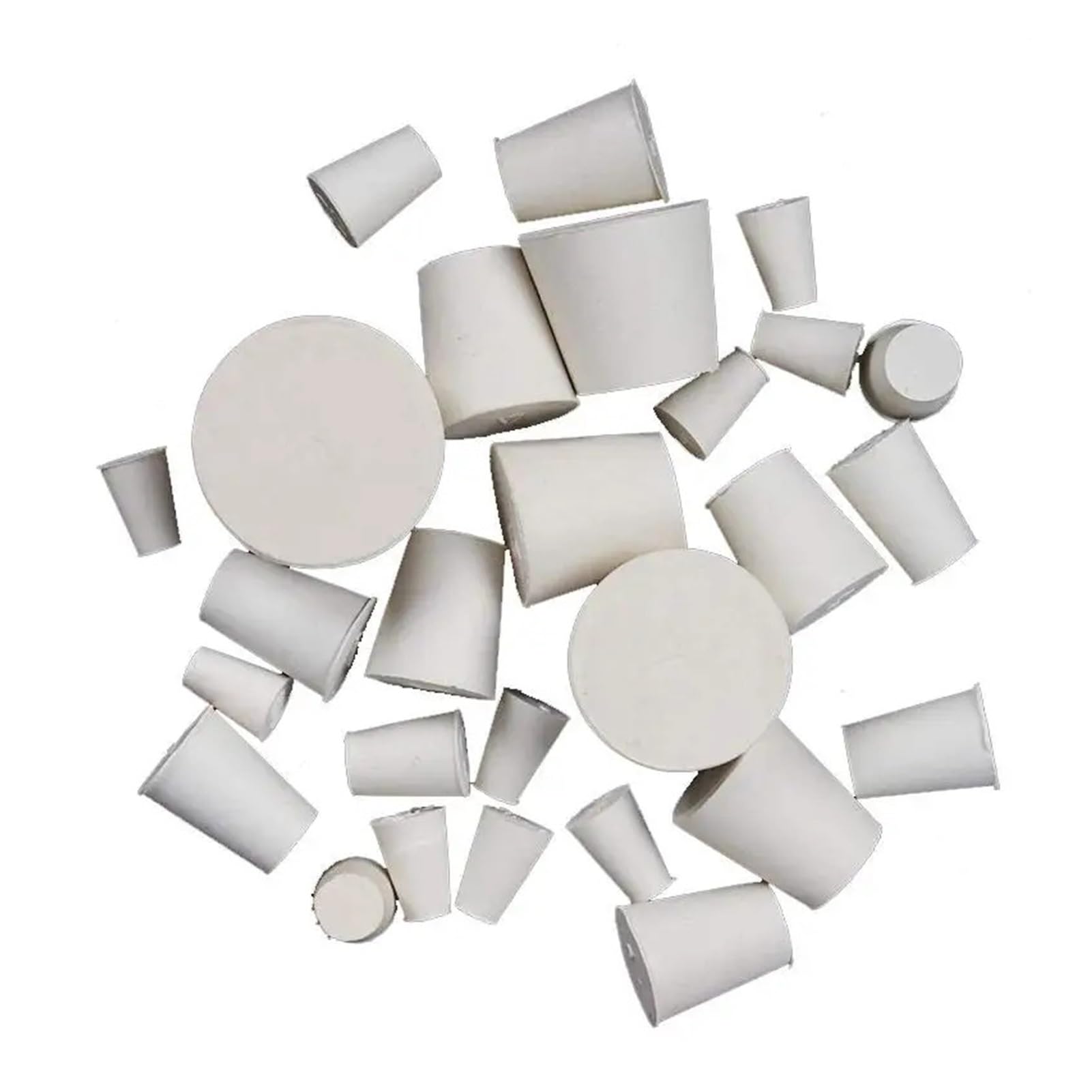 Tapón de goma sólida blanca 000#-13#, tapón sellado a presión for botellas laboratorio, cónico, varios tamaños(20 1pcs)