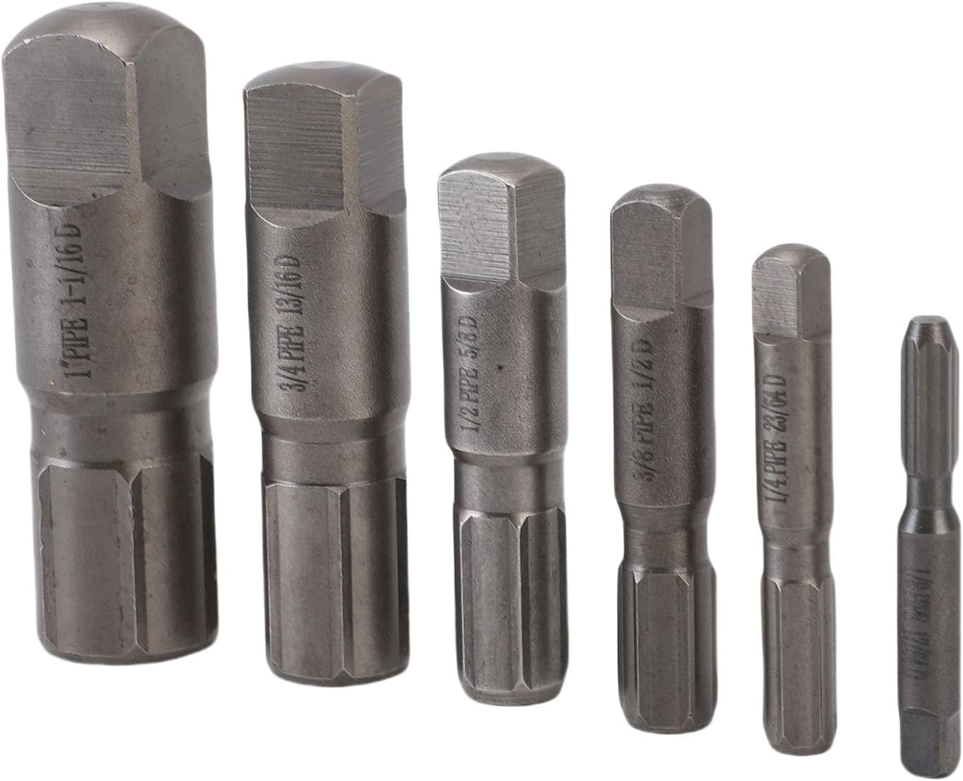 WALFRONT 6 Piece Pipe Extractor Set Broken Pipe Removal Tool Kit 1/8 inch to 1 inch Tough Steel Extractors for Plumbing Repair in Tight Spaces