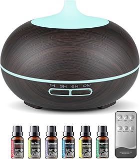 550ml Large Capacity Essential Oil Diffuser with 6 Essential Oil Set, Ar...