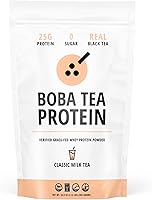 Vista 1 de Boba Tea Protein Classic Milk Tea 0.88 onzas (25 g) de aislado de proteína de suero de vacas alimentadas a pasto en polvo Bebida de proteína