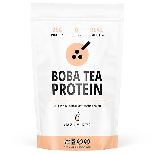 Boba Tea Protein Classic Milk Tea | 25g Grass-Fed Whey Protein Isolate Powder | Gluten-Free & Soy-Free Bubble Tea Protein Drink | Real Ingredients & Lactose-Free Protein Drink | 25 Servings - Classic Milk Tea - 25 Servings