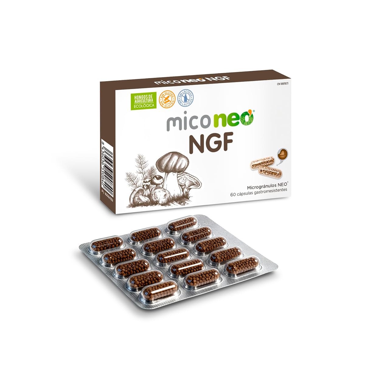 MICO NEO | NGF | 60 Cápsulas | Favorece el Rendimiento Cognitivo | Con Bacopa, Melena de león, Reishi, Cordyceps y Camu-Camu | Hongos de Agricultura Ecológica