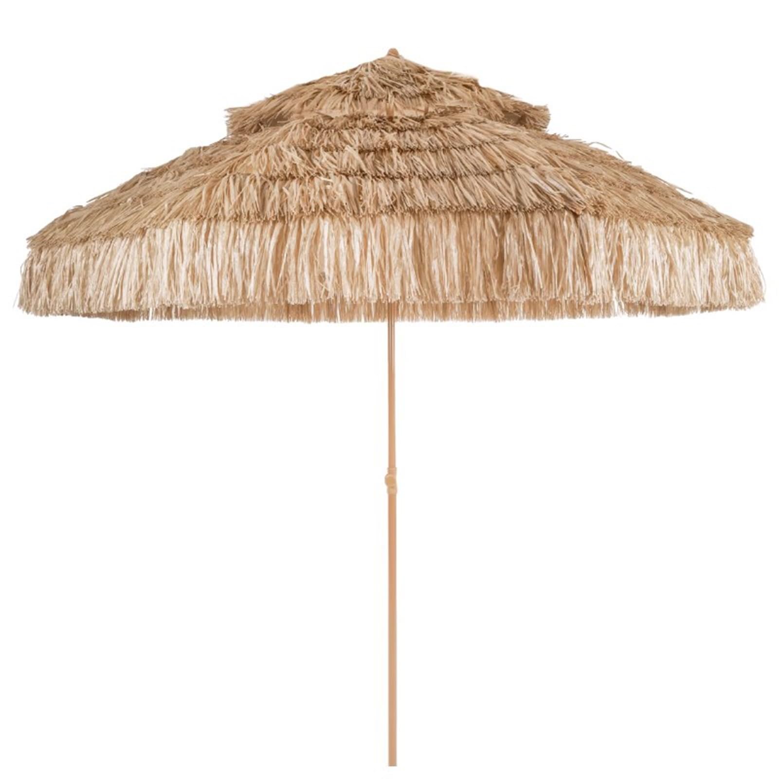 Parasol Tiki 2 Poziomami Strzechy, Parasol Ogrodowy na Hawajach z 8 Żebrami, Składany Parasol Plażowy, Ochrona Przed Słońcem Hydrofobowy