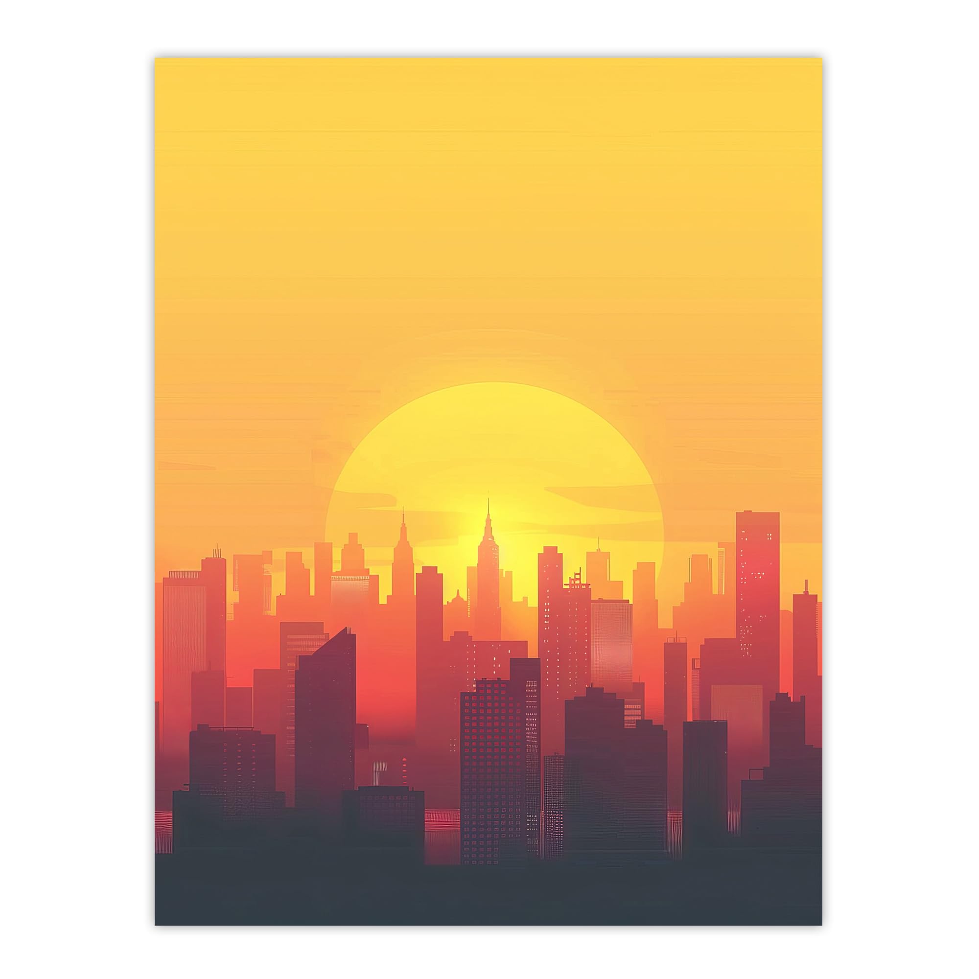 Artery8 New York City Sunset Cityscape Skyline Design Living Room Extra Large XL Wall Art Poster Print