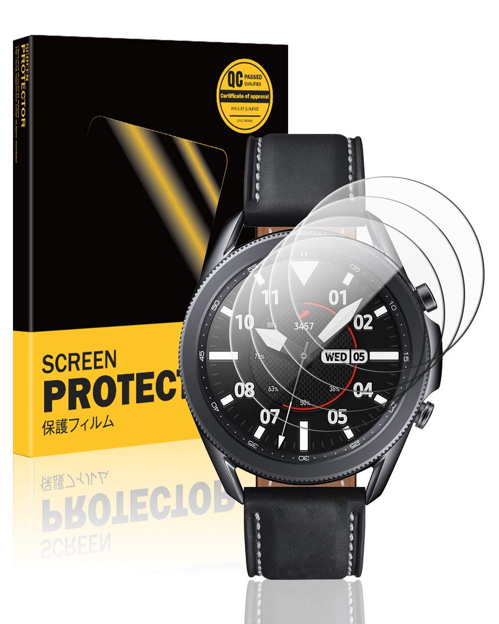 TopACE Screen Protector for Samsung Galaxy Watch 3 45mm, 9H Hardness Tempered Glass[Scratch Resistant][Bubble Free][HD][Case Friendly][High Responsivity](4 Pack)